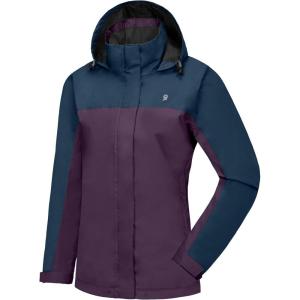 Little Donkey Andy Women’s Waterproof Rain Jacket Lightweight Outdoor Windbreaker Rain Coat Shell for Hiking, Travel(F12.dark Blue/Purple)
