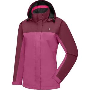 Little Donkey Andy Women’s Waterproof Rain Jacket Lightweight Outdoor Windbreaker Rain Coat Shell for Hiking, Travel(F1.tango Red/Rose Red)