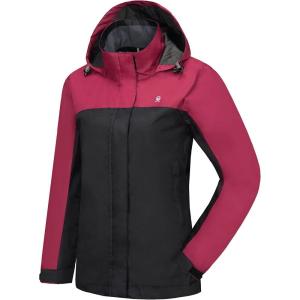 Little Donkey Andy Women’s Waterproof Rain Jacket Lightweight Outdoor Windbreaker Rain Coat Shell for Hiking, Travel(F4.tango Red/Black)