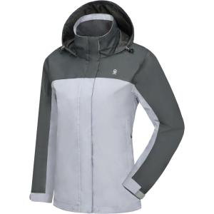 Little Donkey Andy Women’s Waterproof Rain Jacket Lightweight Outdoor Windbreaker Rain Coat Shell for Hiking, Travel(F5.grey/Light Gray)
