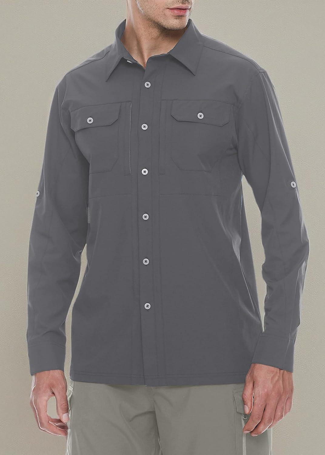 imageLittle Donkey Andy Mens Utility Button Down ShirtA Grey
