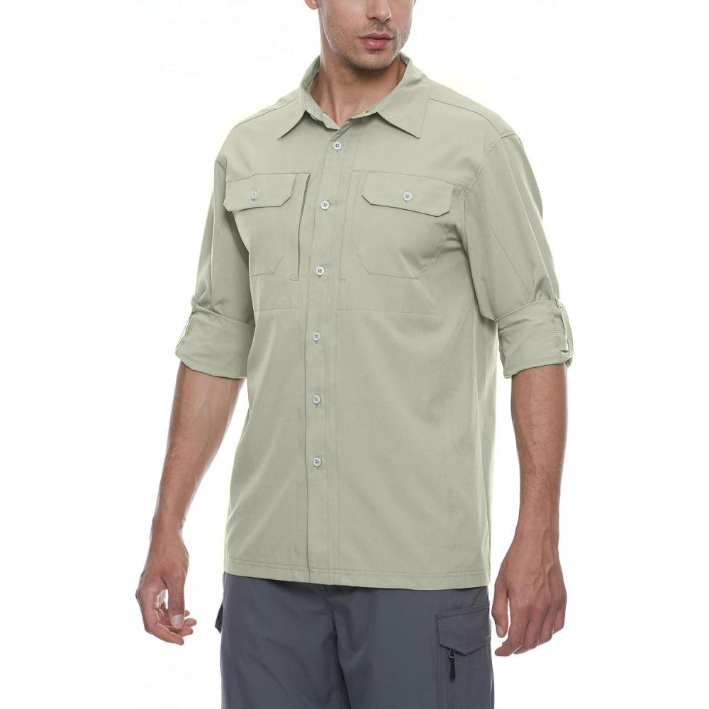 imageLittle Donkey Andy Mens Utility Button Down ShirtA Khaki