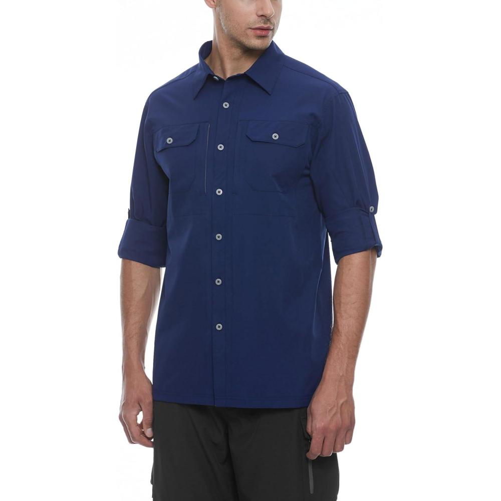 imageLittle Donkey Andy Mens Utility Button Down ShirtA Navy