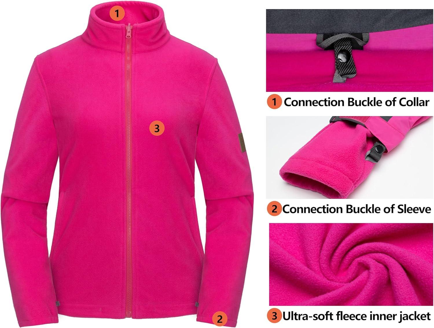 imageLittle Donkey Andy Womens 3 in 1 Winter Ski Jacket Warm Fleece Liner Jacket Waterproof Windproof Snow Coat amp Detachable HoodRoseGrey