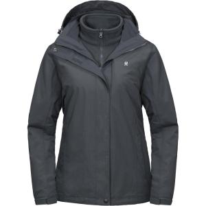Little Donkey Andy Women’s 3 in 1 Winter Ski Jacket Warm Fleece Liner Jacket Waterproof Windproof Snow Coat & Detachable Hood(Gray)