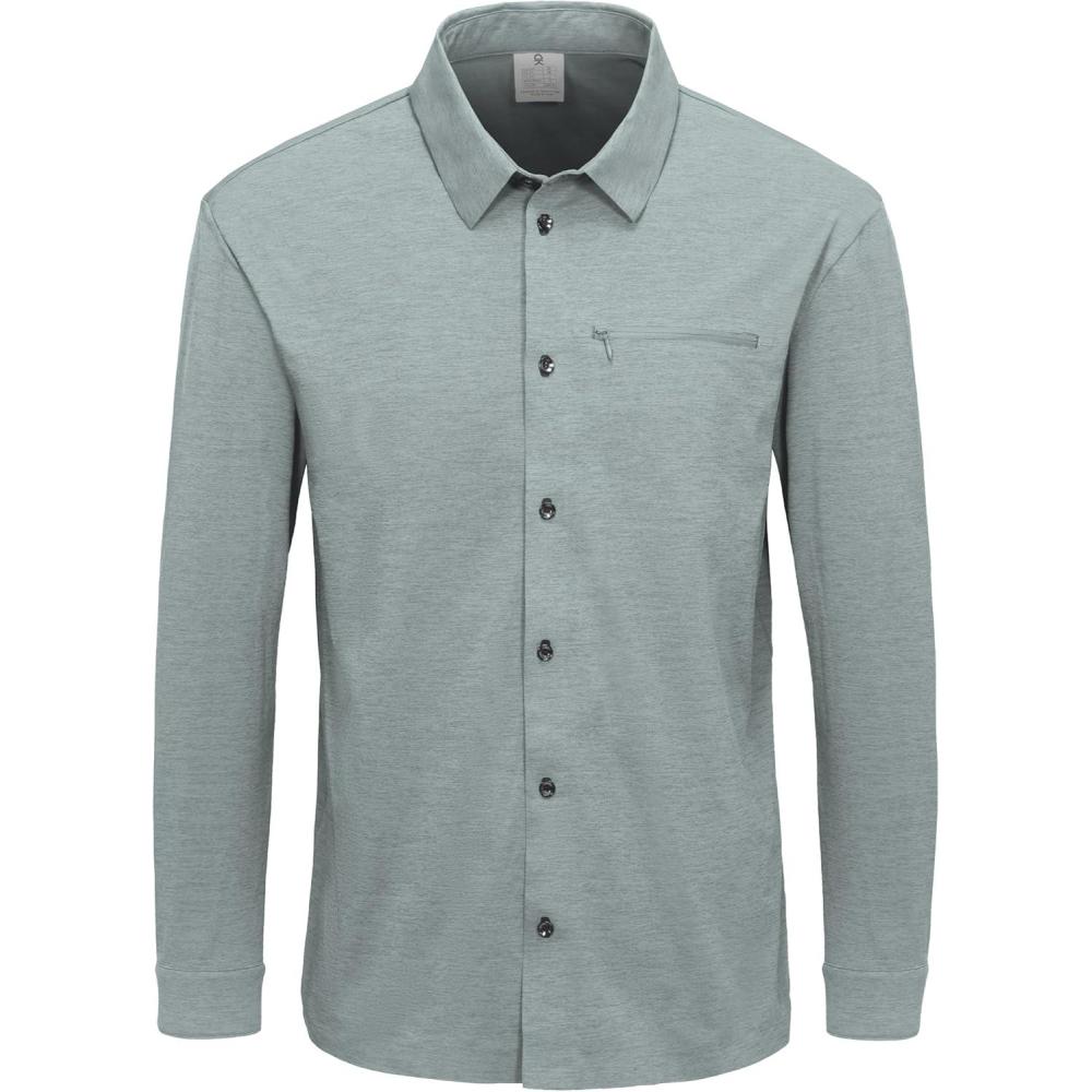 imageLittle Donkey Andy Mens UPF 50 UV Protection Shirts Cooling QuickDry Performance Fishing Shirts for OutdoorLight Grey