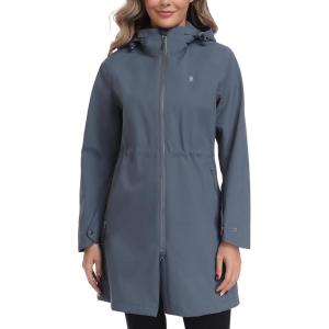 Little Donkey Andy Women’s Waterproof Mid-Length Rain Jacket with Hood Windbreaker Coat for Hiking Travel(Dark Gray)