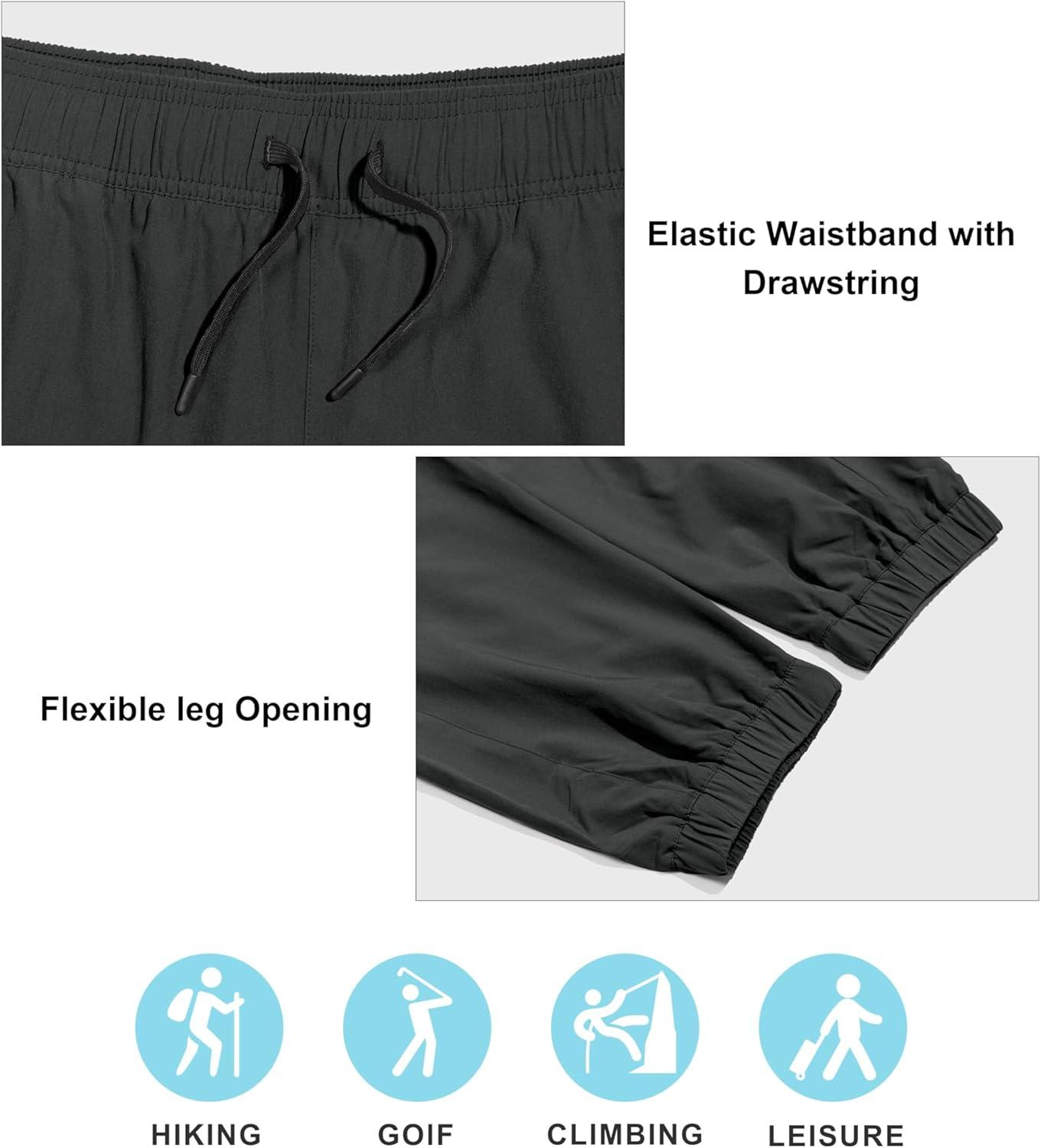 imageLittle Donkey Andy Mens Hiking Pants Lightweight Quick Dry Outdoor Running CargoSimple Black