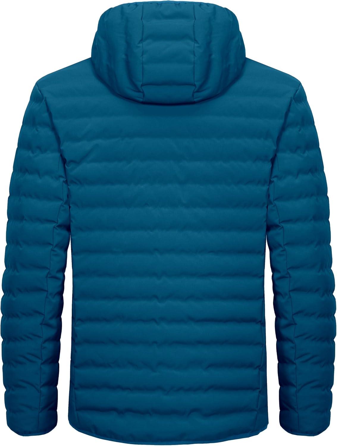 imageLittle Donkey Andy Mens Waterproof Puffer Jacket Hooded Windproof Warm Down Jacket with Recycled InsulationUpgraded Blue