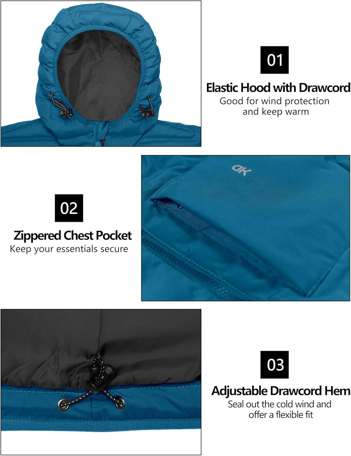 imageLittle Donkey Andy Mens Waterproof Puffer Jacket Hooded Windproof Warm Down Jacket with Recycled InsulationUpgraded Blue