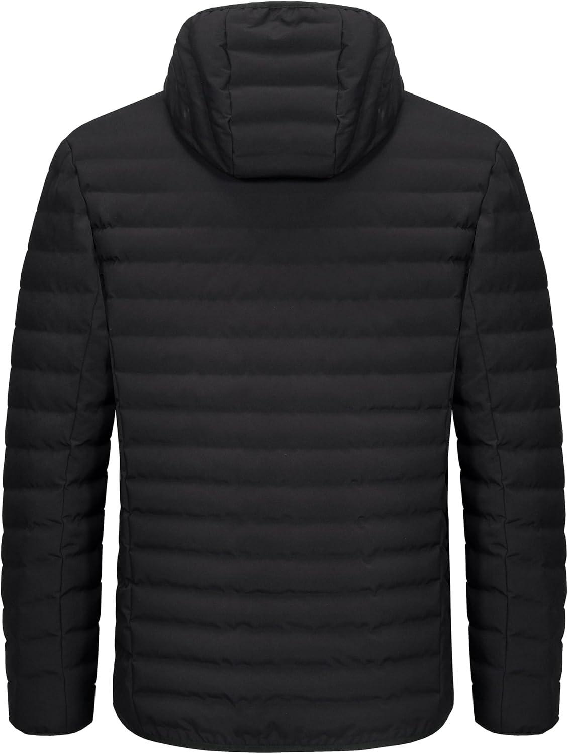 imageLittle Donkey Andy Mens Waterproof Puffer Jacket Hooded Windproof Warm Down Jacket with Recycled InsulationUpgradedblack