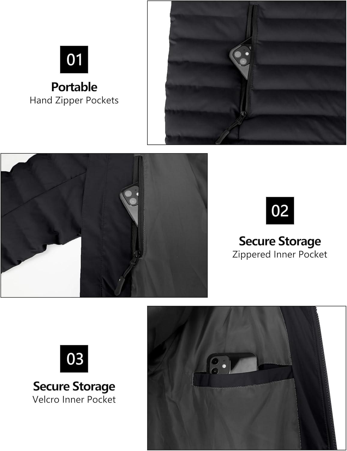 imageLittle Donkey Andy Mens Waterproof Puffer Jacket Hooded Windproof Warm Down Jacket with Recycled InsulationUpgradedblack