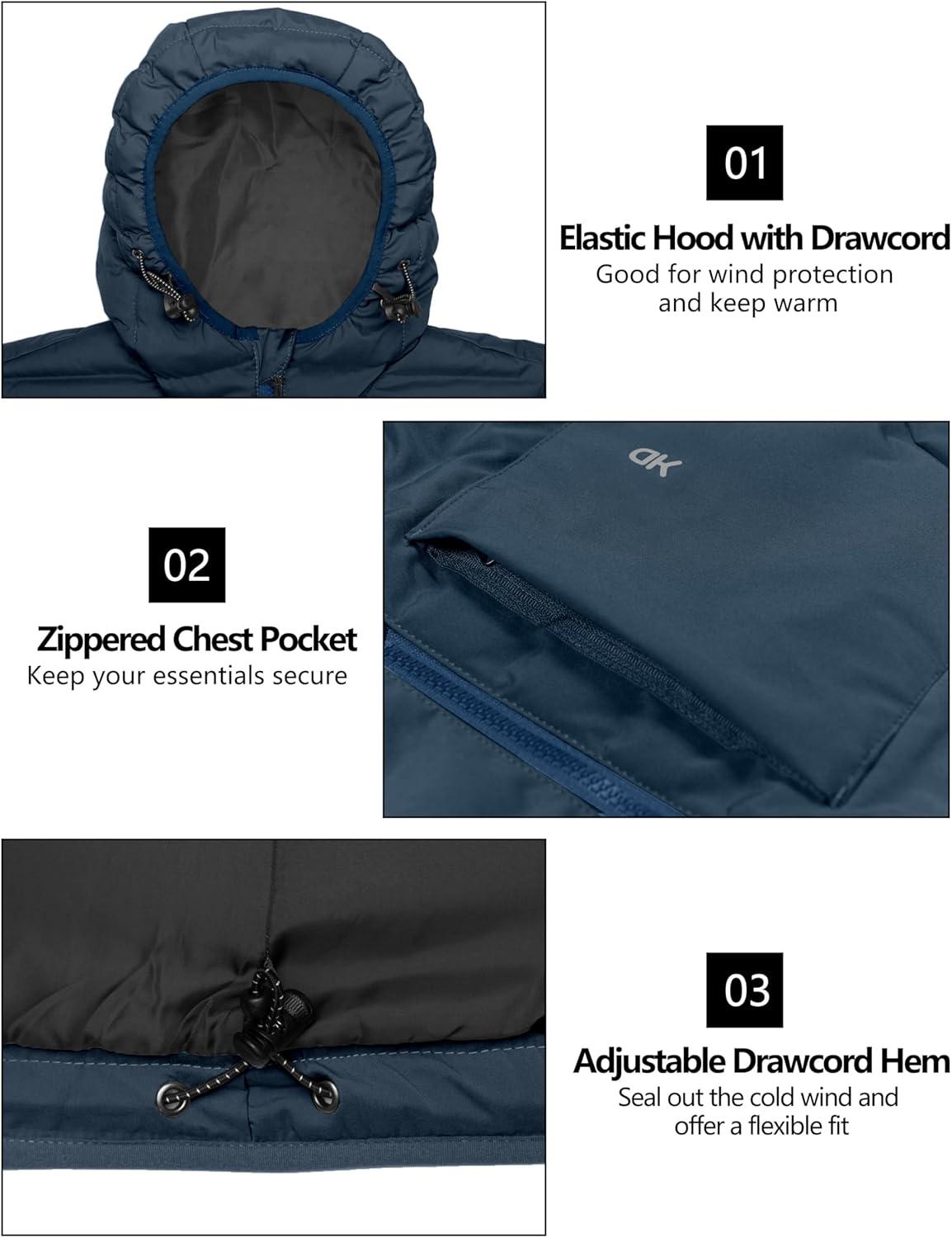 imageLittle Donkey Andy Mens Waterproof Puffer Jacket Hooded Windproof Warm Down Jacket with Recycled InsulationUpgradeddark Blue