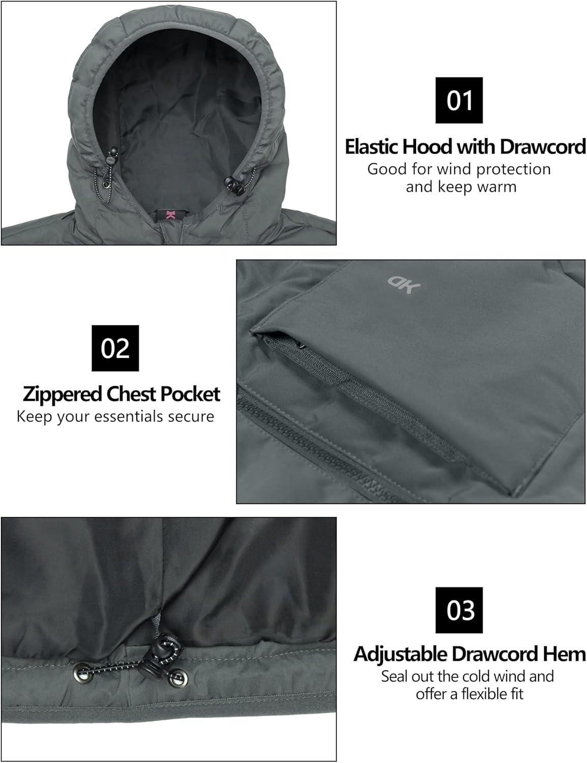 imageLittle Donkey Andy Mens Waterproof Puffer Jacket Hooded Windproof Warm Down Jacket with Recycled InsulationUpgradedgrey