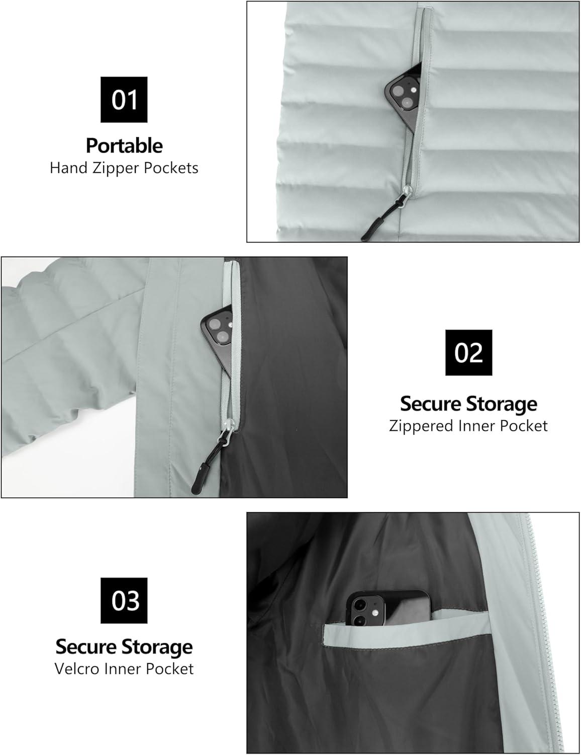 imageLittle Donkey Andy Mens Waterproof Puffer Jacket Hooded Windproof Warm Down Jacket with Recycled InsulationUpgradedlight Grey