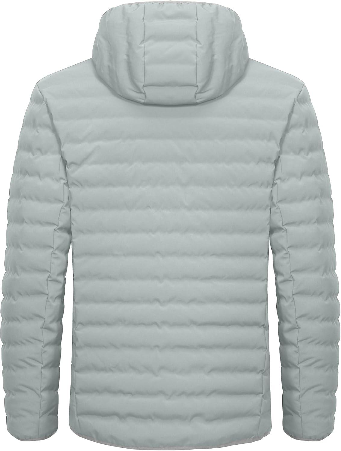 imageLittle Donkey Andy Mens Waterproof Puffer Jacket Hooded Windproof Warm Down Jacket with Recycled InsulationUpgradedlight Grey