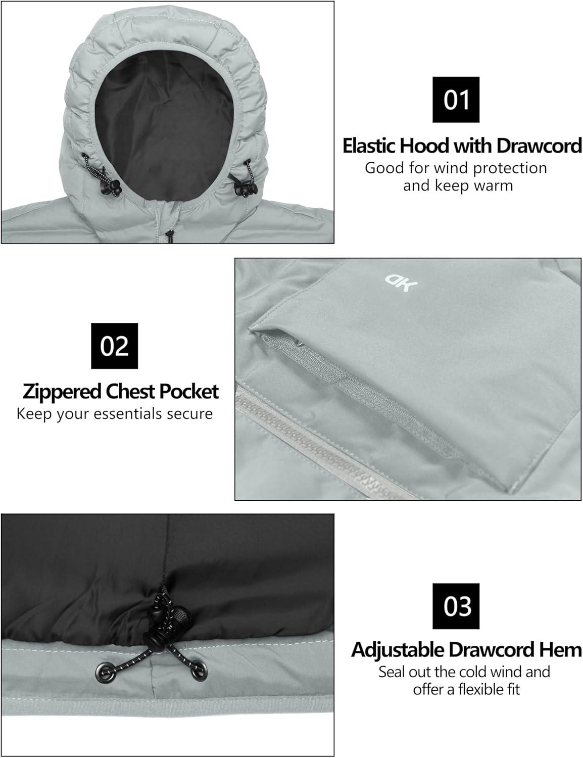 imageLittle Donkey Andy Mens Waterproof Puffer Jacket Hooded Windproof Warm Down Jacket with Recycled InsulationUpgradedlight Grey