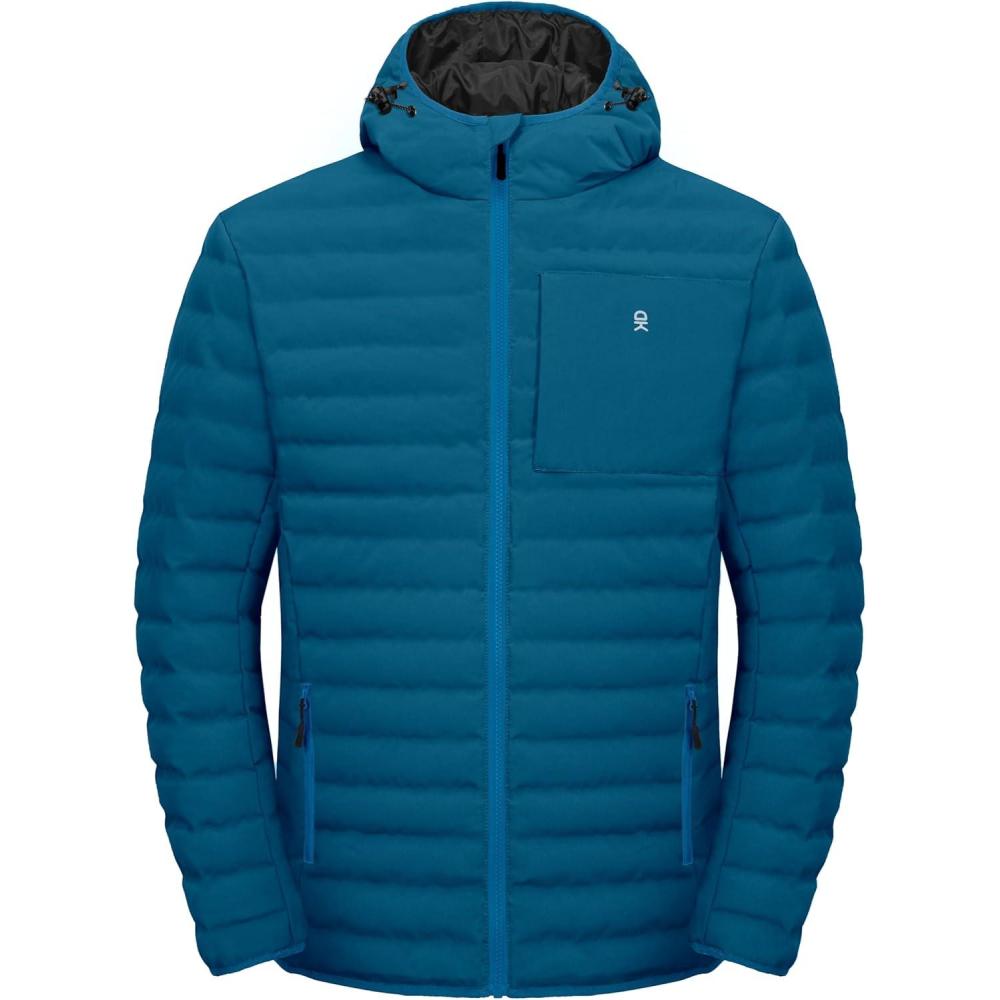 imageLittle Donkey Andy Mens Waterproof Puffer Jacket Hooded Windproof Warm Down Jacket with Recycled InsulationUpgradedblue