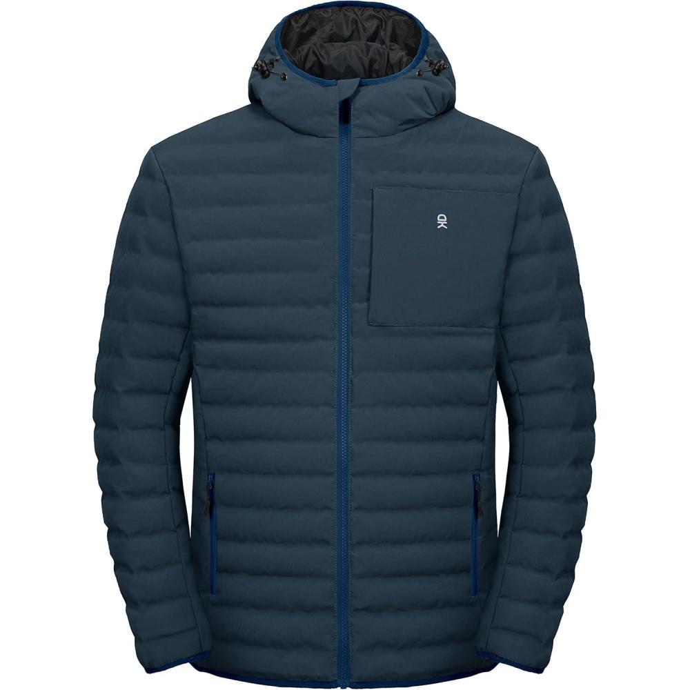 imageLittle Donkey Andy Mens Waterproof Puffer Jacket Hooded Windproof Warm Down Jacket with Recycled InsulationUpgradeddark Blue