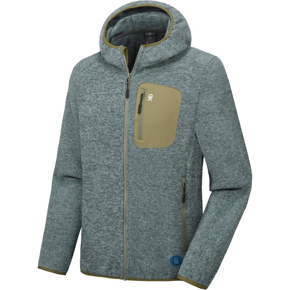 imageLittle Donkey Andy Mens Lightweight Warm Polar Fleece Running Jacket Hooded Full Zip Hiking Golf Casual JacketDeep Green Heather