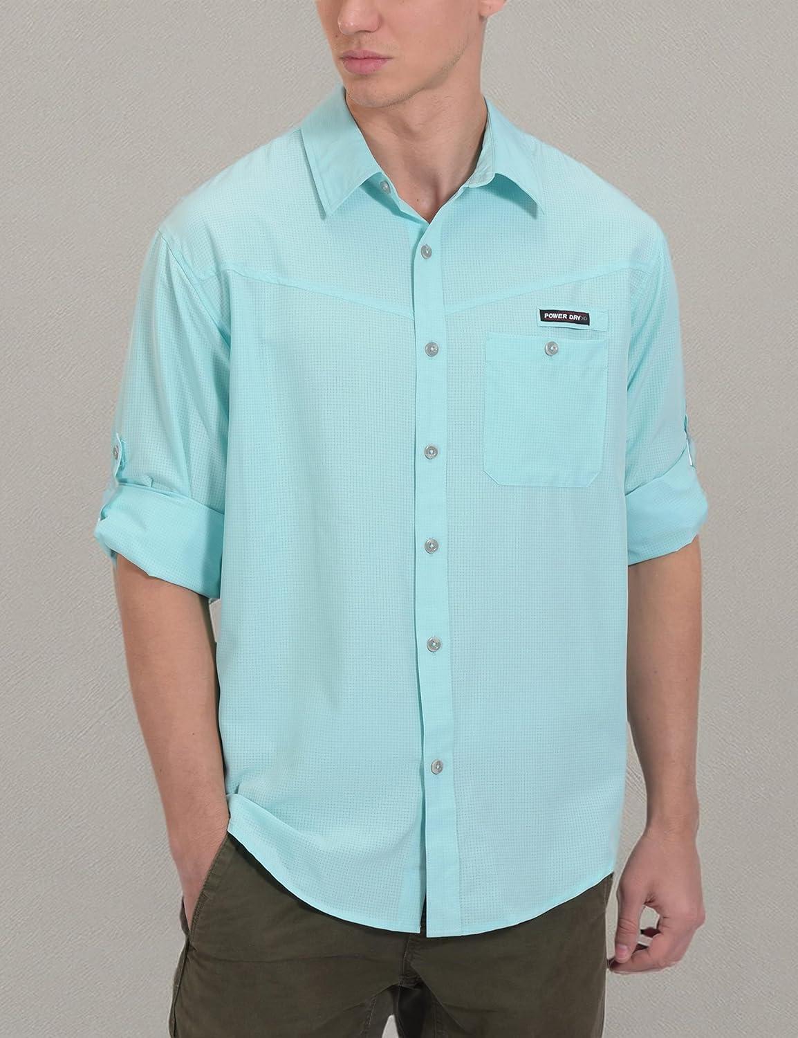 imageLittle Donkey Andy Mens UPF 50 UV Protection Shirt Breathable Long Sleeve Fishing Hiking Shirts Quick DryBlue Tint