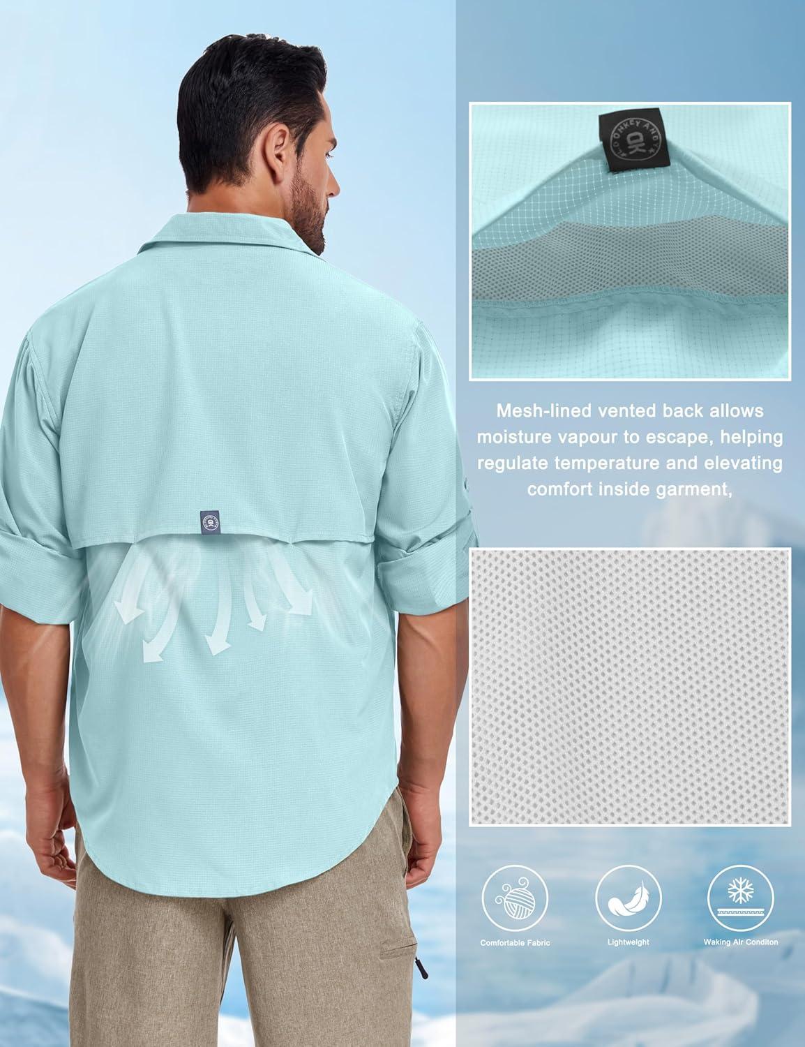 imageLittle Donkey Andy Mens UPF 50 UV Protection Shirt Breathable Long Sleeve Fishing Hiking Shirts Quick DryBlue Tint