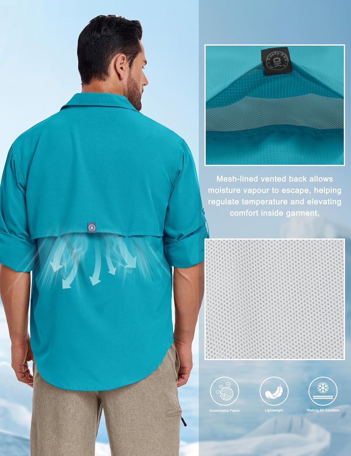 imageLittle Donkey Andy Mens UPF 50 UV Protection Shirt Breathable Long Sleeve Fishing Hiking Shirts Quick DryBluebird
