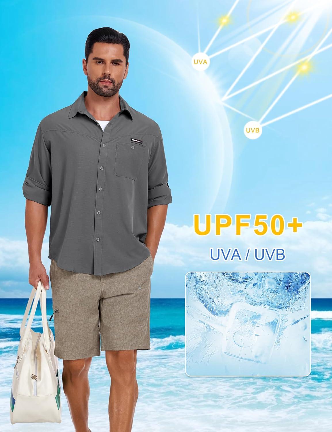 imageLittle Donkey Andy Mens UPF 50 UV Protection Shirt Breathable Long Sleeve Fishing Hiking Shirts Quick DryCastlerock
