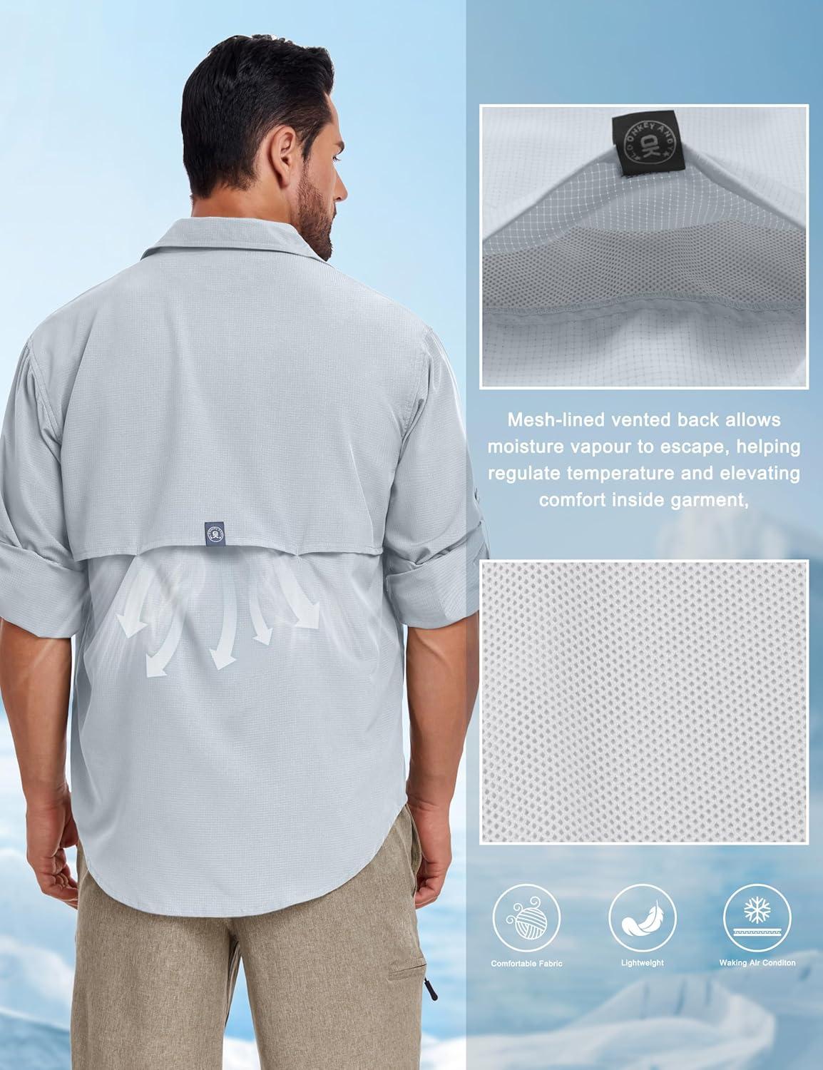 imageLittle Donkey Andy Mens UPF 50 UV Protection Shirt Breathable Long Sleeve Fishing Hiking Shirts Quick DryGray Dawn
