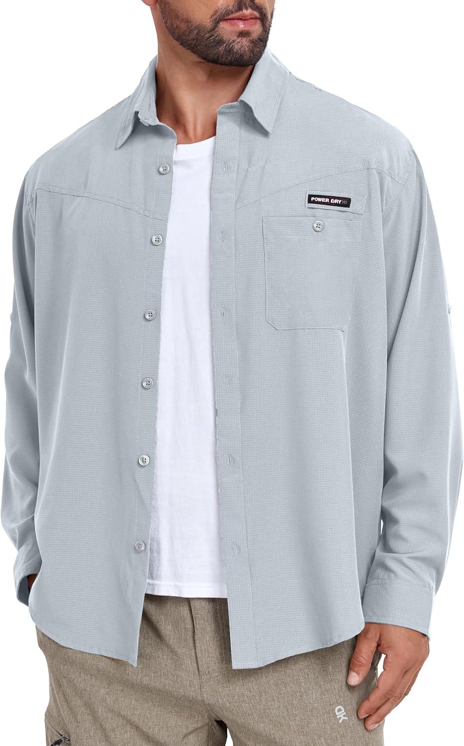 imageLittle Donkey Andy Mens UPF 50 UV Protection Shirt Breathable Long Sleeve Fishing Hiking Shirts Quick DryGray Dawn