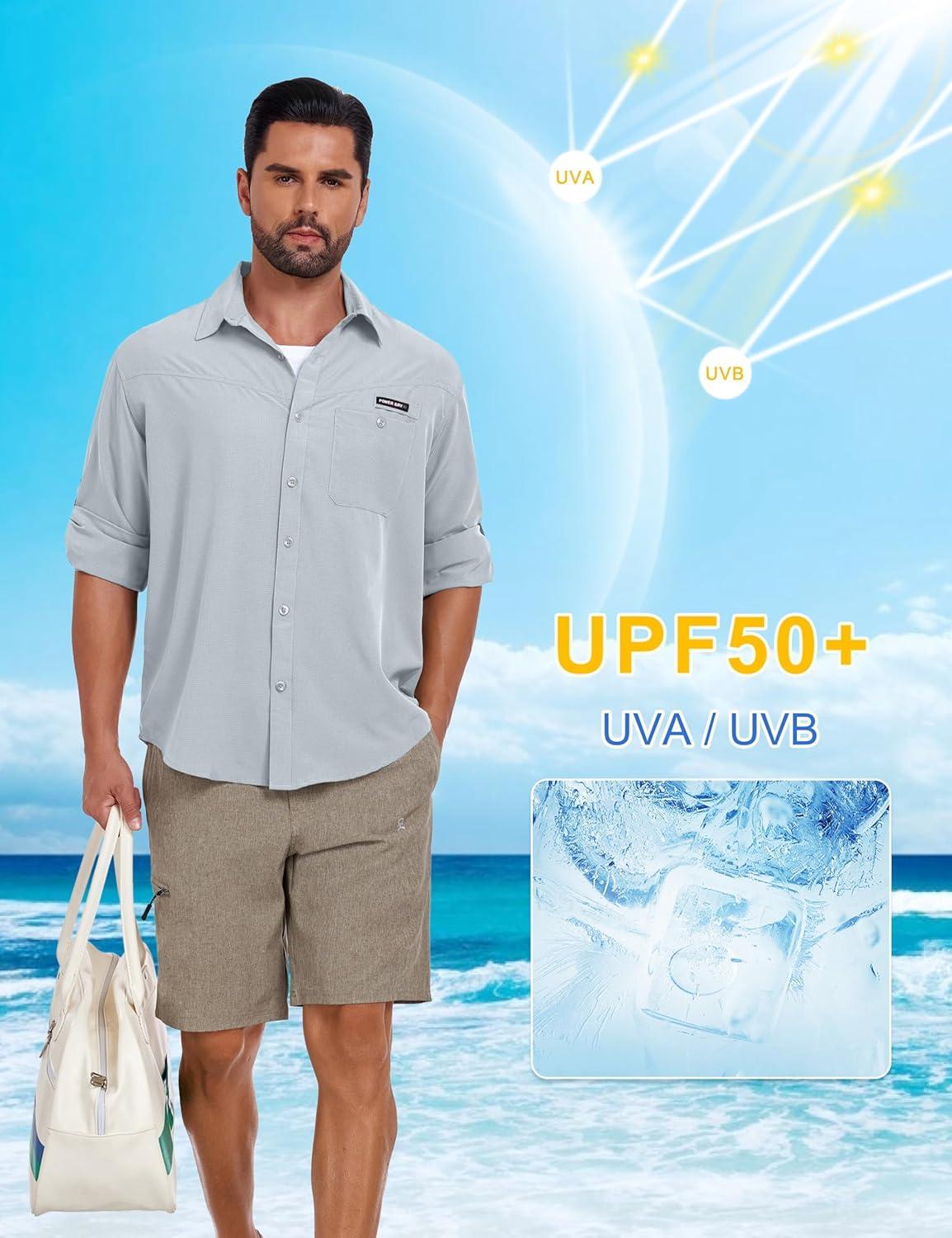 imageLittle Donkey Andy Mens UPF 50 UV Protection Shirt Breathable Long Sleeve Fishing Hiking Shirts Quick DryGray Dawn