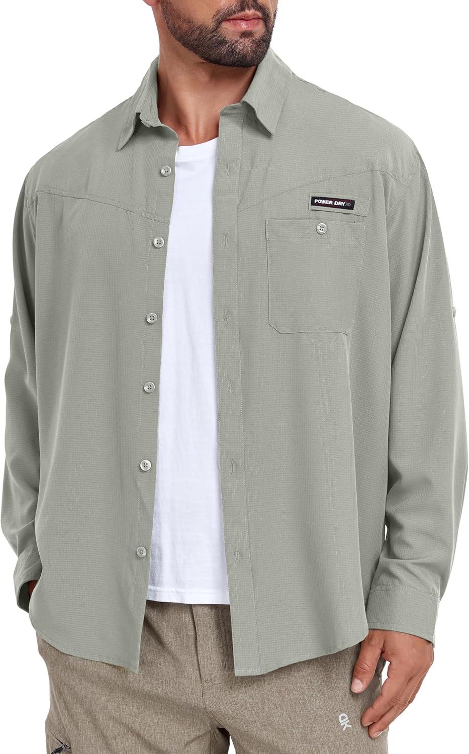 imageLittle Donkey Andy Mens UPF 50 UV Protection Shirt Breathable Long Sleeve Fishing Hiking Shirts Quick DrySilver Sage