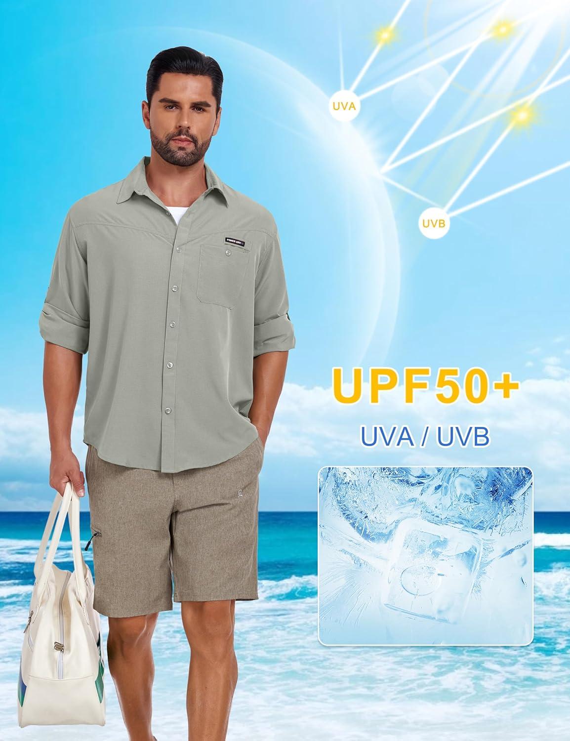 imageLittle Donkey Andy Mens UPF 50 UV Protection Shirt Breathable Long Sleeve Fishing Hiking Shirts Quick DrySilver Sage