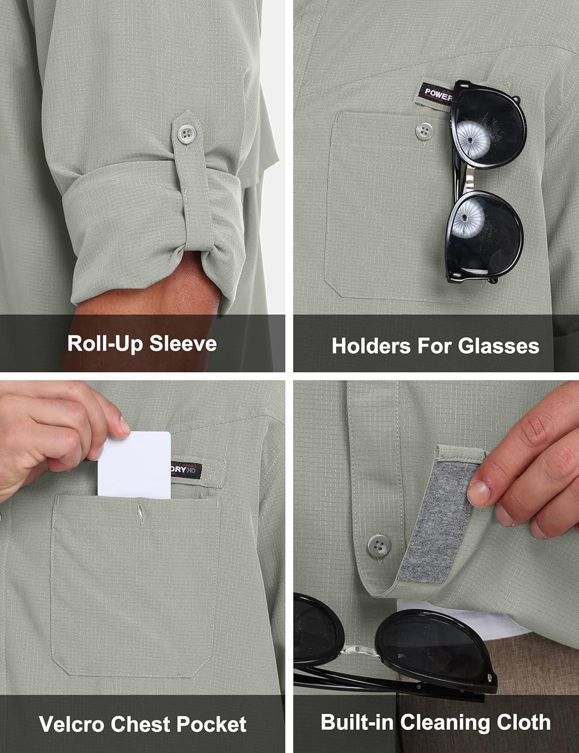 imageLittle Donkey Andy Mens UPF 50 UV Protection Shirt Breathable Long Sleeve Fishing Hiking Shirts Quick DrySilver Sage
