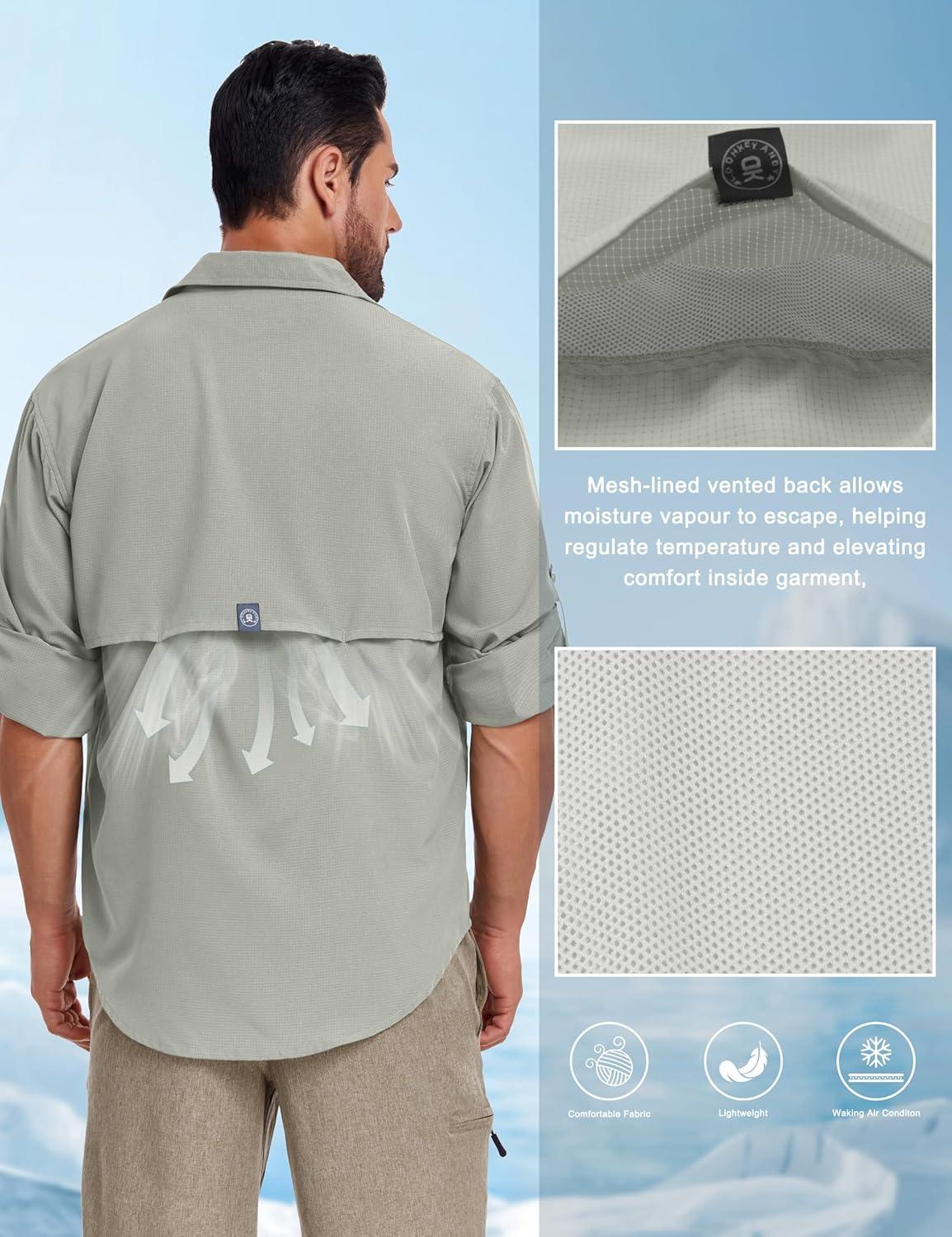 imageLittle Donkey Andy Mens UPF 50 UV Protection Shirt Breathable Long Sleeve Fishing Hiking Shirts Quick DrySilver Sage