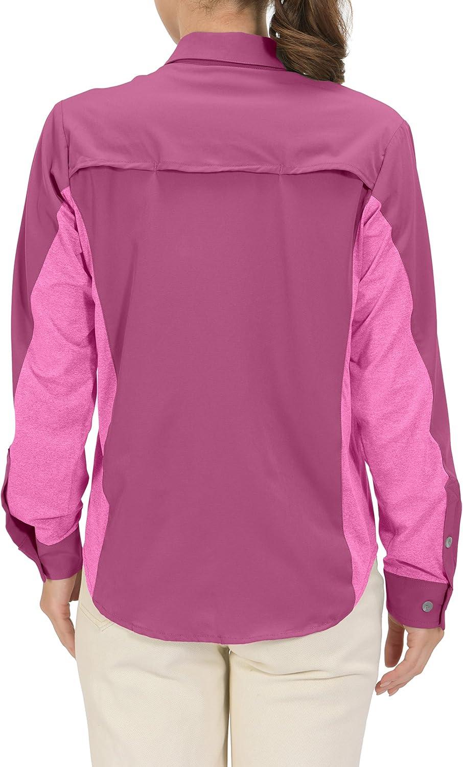 imageLittle Donkey Andy Womens Stretch Quick Dry UPF50 Long Sleeve Shirt for Hiking Travel CampingA Rose Redpanels