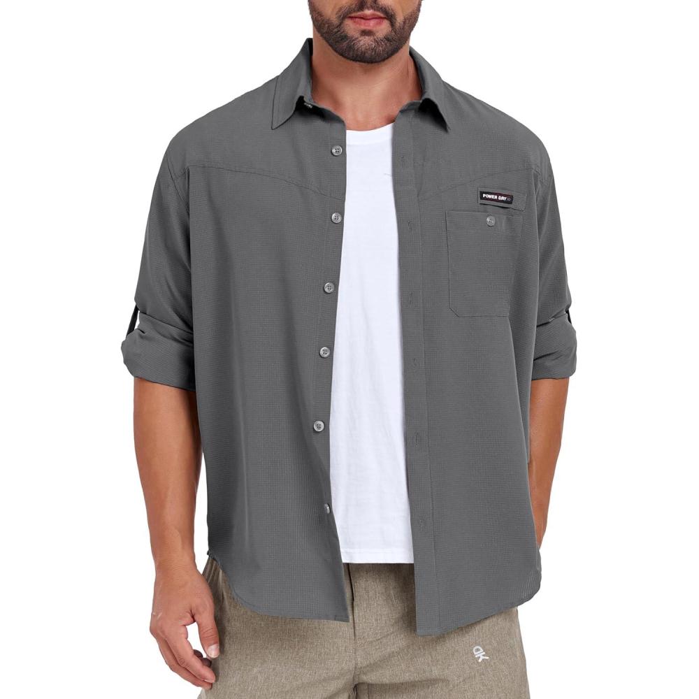 imageLittle Donkey Andy Mens UPF 50 UV Protection Shirt Breathable Long Sleeve Fishing Hiking Shirts Quick DryCastlerock