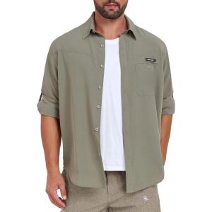 Little Donkey Andy Men’s UPF 50 UV Protection Shirt, Breathable Long Sleeve Fishing Hiking Shirts, Quick Dry(Loden Green)