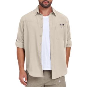 Little Donkey Andy Men’s UPF 50 UV Protection Shirt, Breathable Long Sleeve Fishing Hiking Shirts, Quick Dry(Wood Ash)