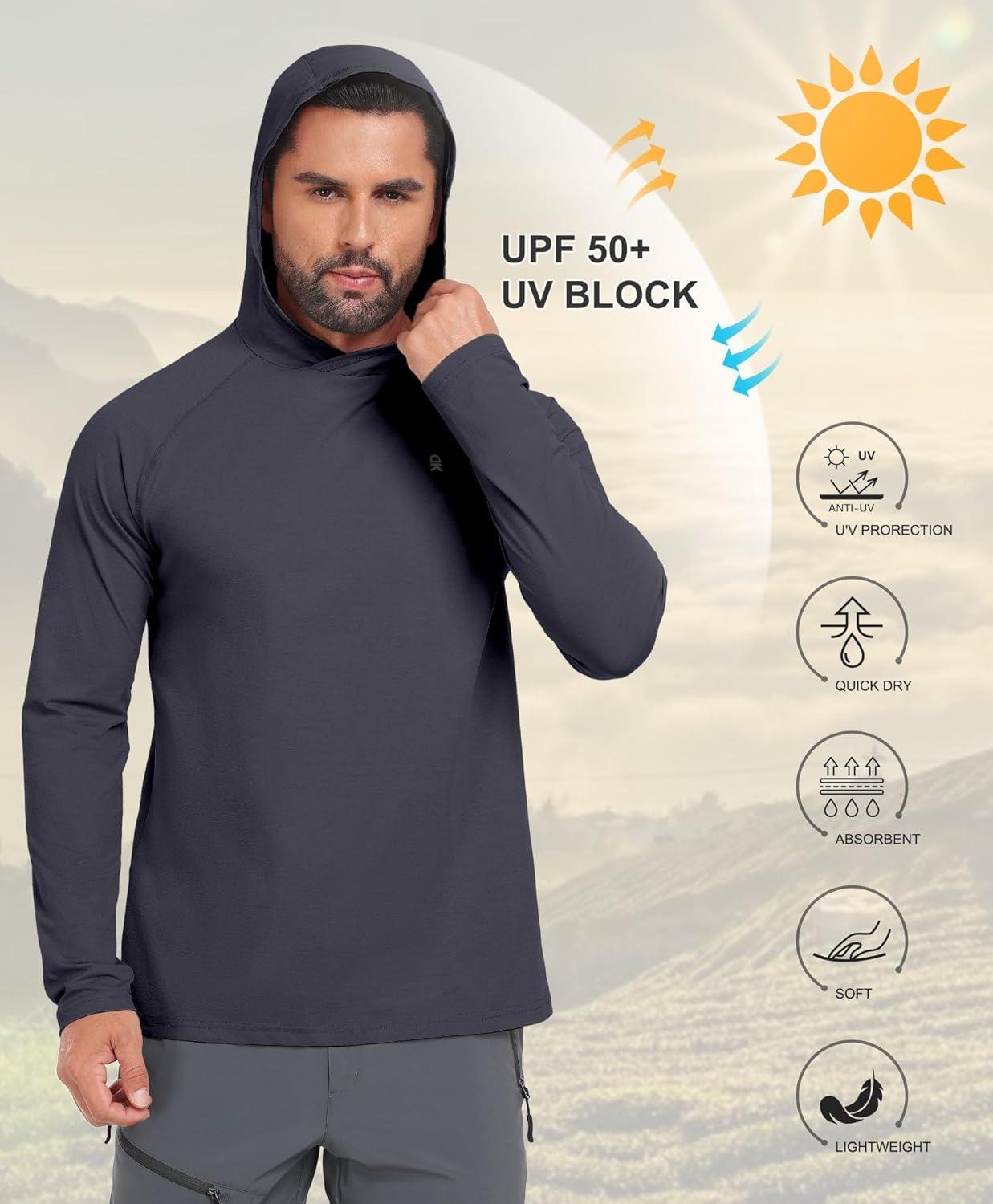 imageLittle Donkey Andy Mens Golf Quarter Zip Pullover Mock Neck Lightweight Sun Protection Long Sleeve Fishing ShirtHoodie Deep Grey