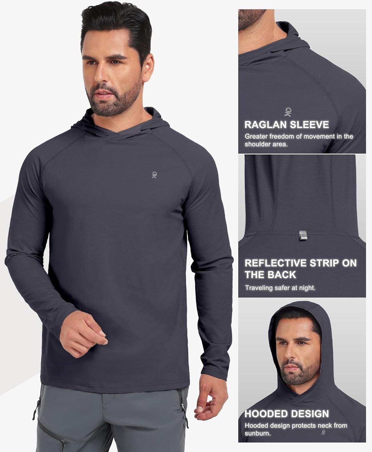 imageLittle Donkey Andy Mens Golf Quarter Zip Pullover Mock Neck Lightweight Sun Protection Long Sleeve Fishing ShirtHoodie Deep Grey