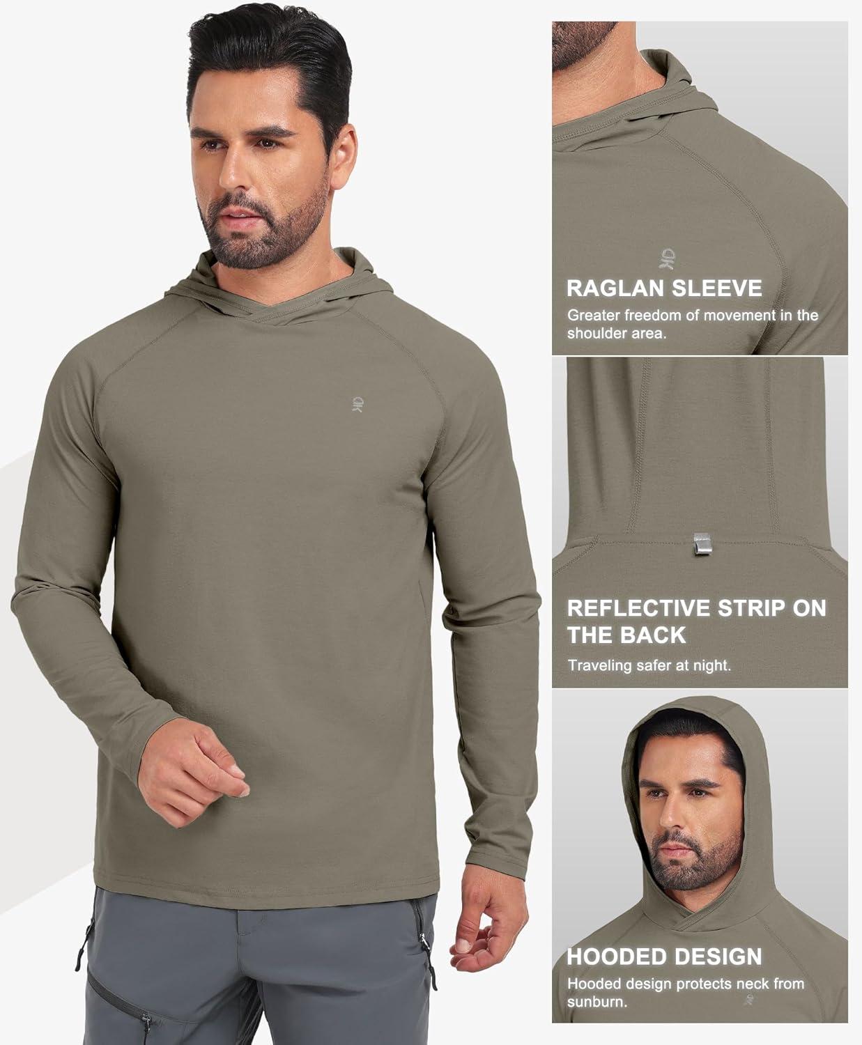 imageLittle Donkey Andy Mens Golf Quarter Zip Pullover Mock Neck Lightweight Sun Protection Long Sleeve Fishing ShirtHoodie Deep Khaki