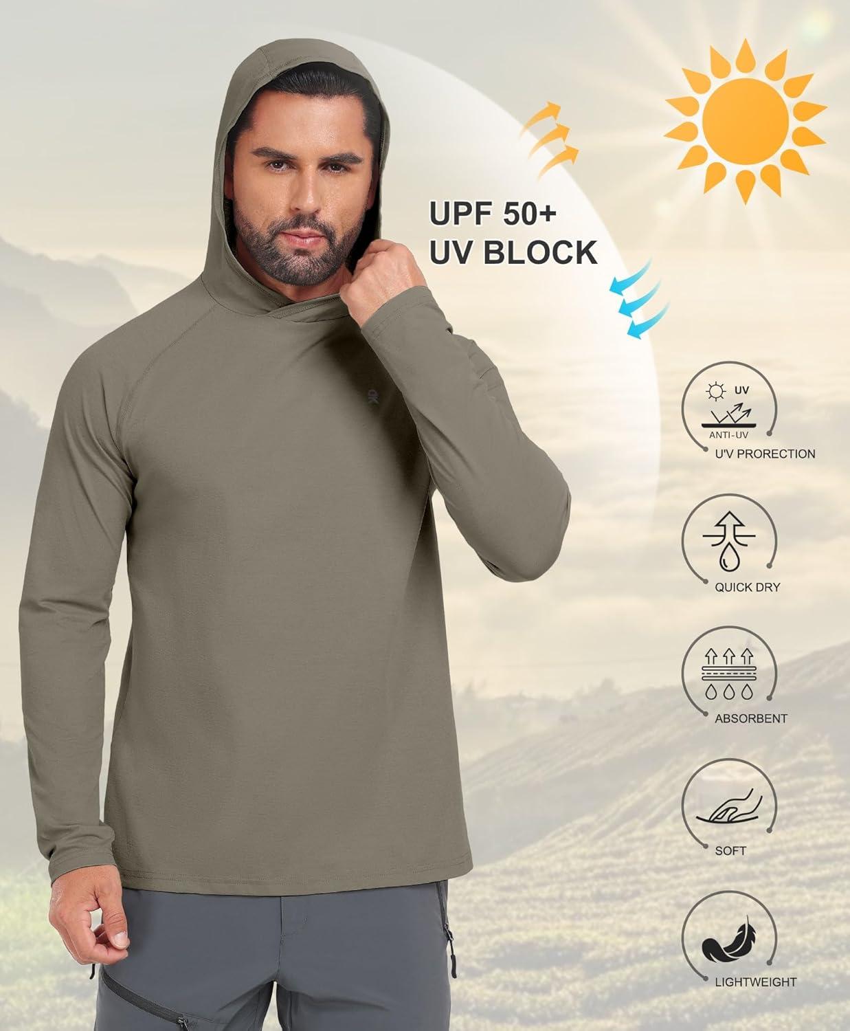 imageLittle Donkey Andy Mens Golf Quarter Zip Pullover Mock Neck Lightweight Sun Protection Long Sleeve Fishing ShirtHoodie Deep Khaki