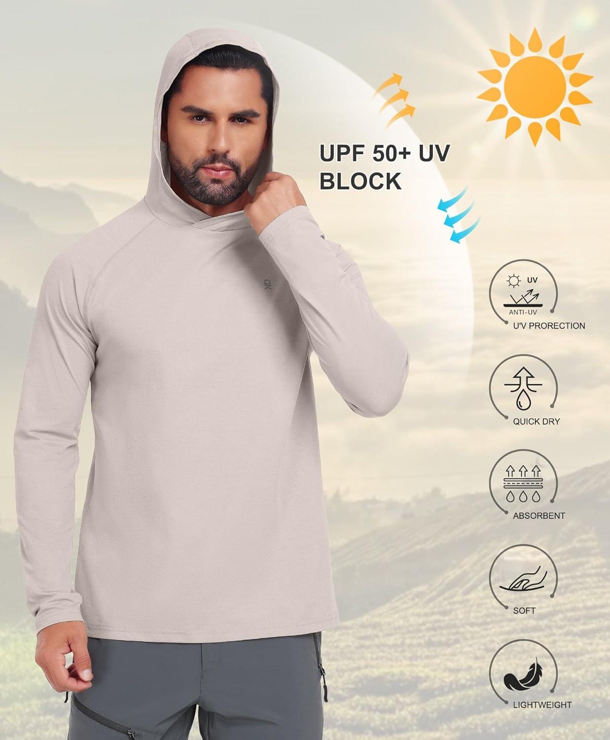 imageLittle Donkey Andy Mens Golf Quarter Zip Pullover Mock Neck Lightweight Sun Protection Long Sleeve Fishing ShirtHoodie Light Khaki