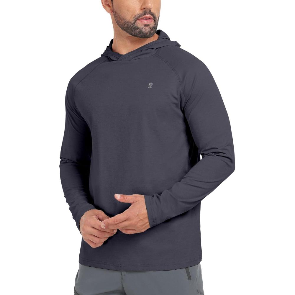 imageLittle Donkey Andy Mens Golf Quarter Zip Pullover Mock Neck Lightweight Sun Protection Long Sleeve Fishing ShirtHoodie Deep Grey