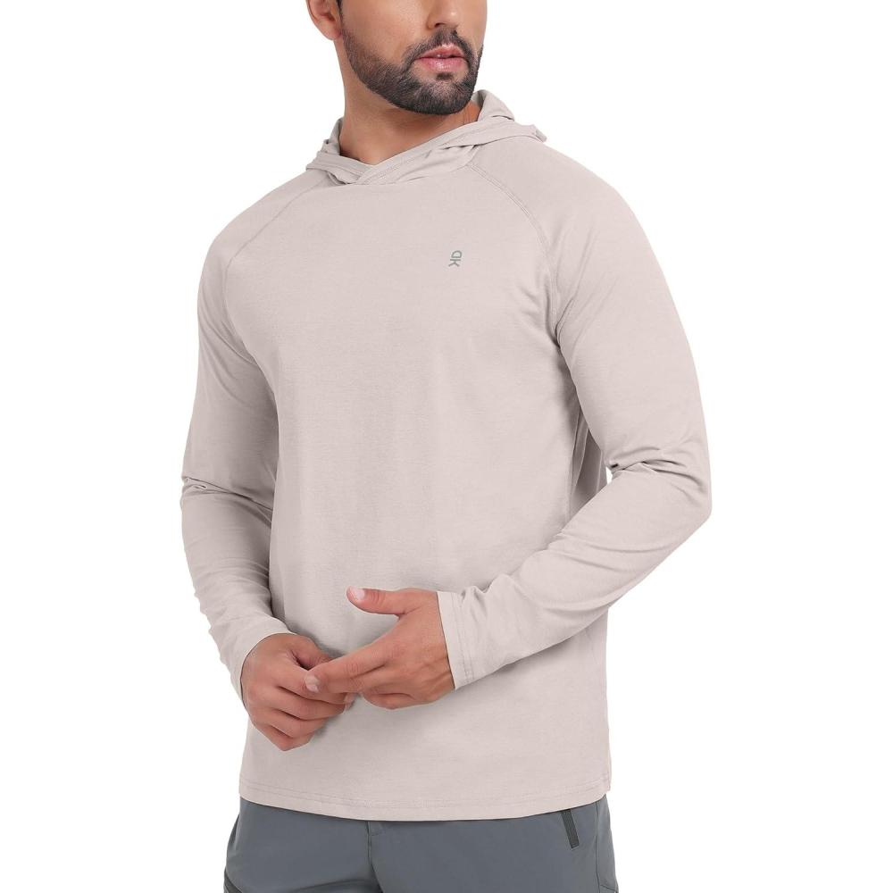 imageLittle Donkey Andy Mens Golf Quarter Zip Pullover Mock Neck Lightweight Sun Protection Long Sleeve Fishing ShirtHoodie Light Khaki
