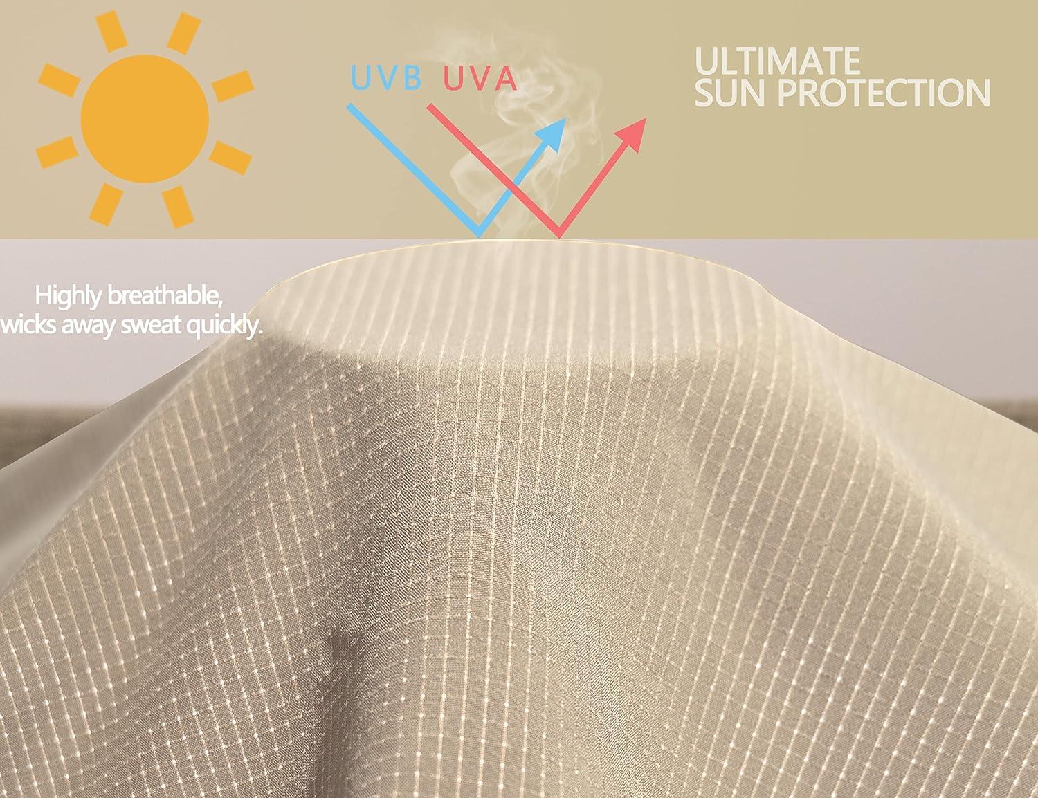 imageLittle Donkey Andy Womens Sun Protection Hoodie Jackets Long Sleeve UPF50 Shirts Hiking Travel Camp Air Holes Full ZipKhaki