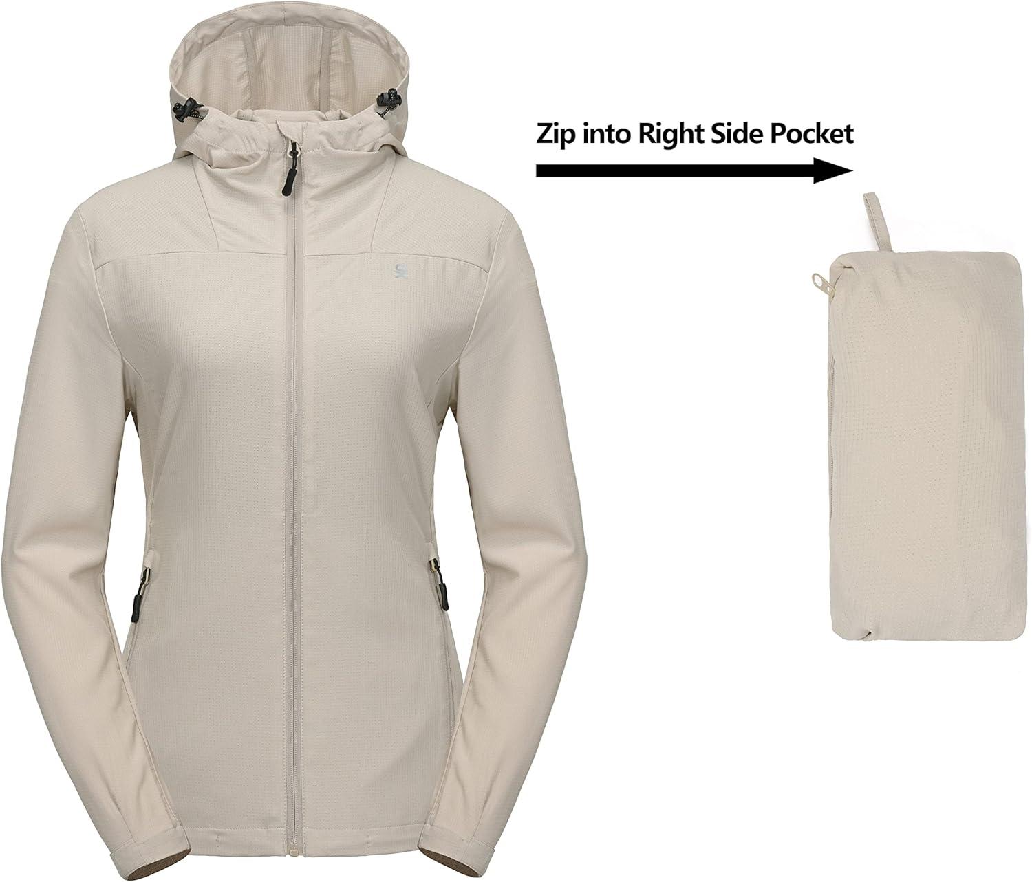 imageLittle Donkey Andy Womens Sun Protection Hoodie Jackets Long Sleeve UPF50 Shirts Hiking Travel Camp Air Holes Full ZipKhaki