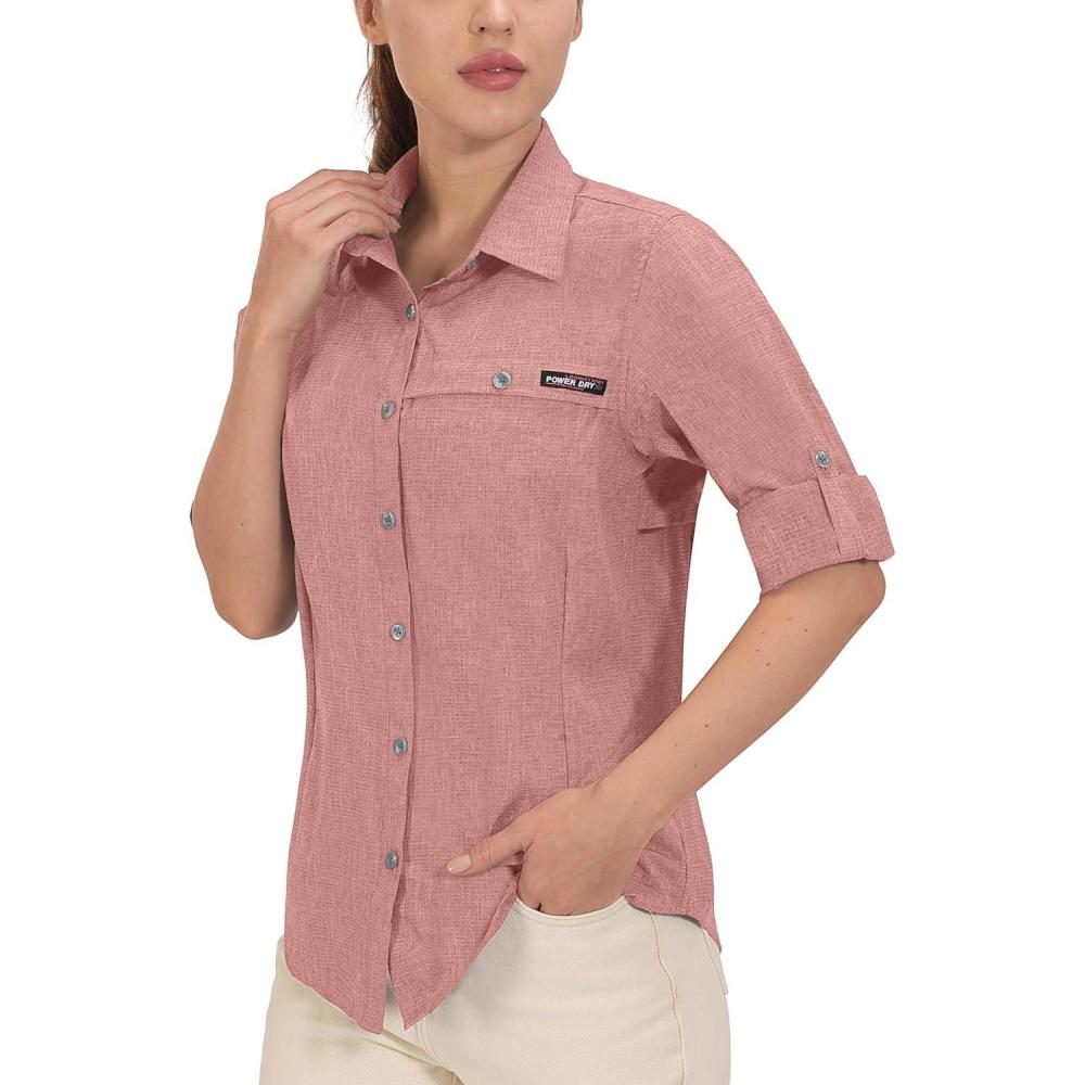 imageLittle Donkey Andy Womens UV Protection Long Sleeve Fishing ShirtCoral Heather