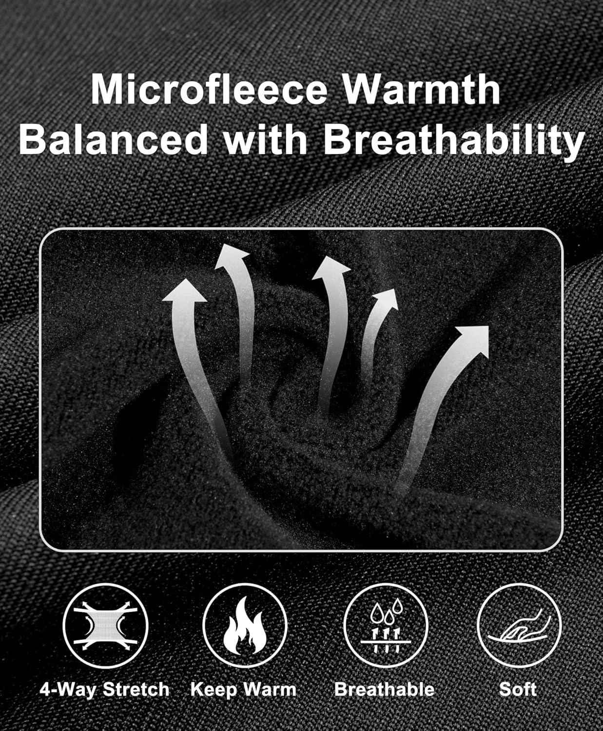 imageLittle Donkey Andy Mens Fleece Lined Running Thumb Hole Jacket Winter Stretch Hoodies Full Zip Up Hooded Coat Workout HikingBlack